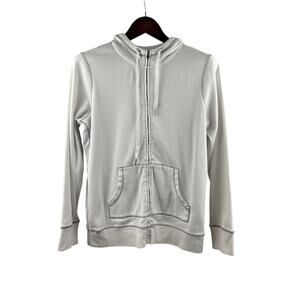 Women’s Eddie Bauer Large White Zip-Up Hoodie w/ Grey Stitching.